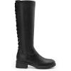 DREAM PAIRS Women’s Lace Up Back Knee High Fashion Boots Low Block Heel Riding Boots Round Toe Side Zipper Fall Boots(Black-pu)
