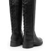 DREAM PAIRS Women’s Lace Up Back Knee High Fashion Boots Low Block Heel Riding Boots Round Toe Side Zipper Fall Boots(Black-pu)