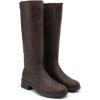 DREAM PAIRS Women’s Lace Up Back Knee High Fashion Boots Low Block Heel Riding Boots Round Toe Side Zipper Fall Boots(Brown-nubuck)