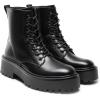 DREAM PAIRS Women’s Lace up Combat Ankle Boots Fashion Lug Sole Platform Booties Shoes,Size 8,BLACK-PU,SDAB2442W