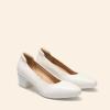 DREAM PAIRS Women’s Low Chunky Block Heel Dress Shoes Closed Round Toe Comfortable Heels Work Wedding Office Pumps Shoes(White)