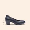 DREAM PAIRS Women’s Low Chunky Heels Comfortable Block Work Pumps Closed Round Toe Dress Shoes for Office Business(Navy)