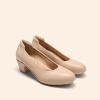 DREAM PAIRS Women’s Low Chunky Heels Comfortable Block Work Pumps Closed Round Toe Dress Shoes for Office Business(Nude)