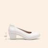 DREAM PAIRS Women’s Low Chunky Heels Comfortable Block Work Pumps Closed Round Toe Dress Shoes for Office Business(White)