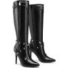 DREAM PAIRS Women’s Metallic Stiletto Heeled Knee High Boots Sexy Fashion Pointed Toe Dress Boots with Stud and Zipper Tassel