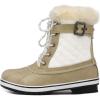 DREAM PAIRS Women’s Mid Calf WaterProof Winter Snow Boots(3-beige White)