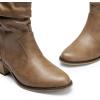 DREAM PAIRS Women’s Modern Western Cowboy Boots, Mid Calf Round toe Chunky Heel Cowgirl Country Ankle Boots with Pull On Tabs(Mocha)