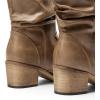 DREAM PAIRS Women’s Modern Western Cowboy Boots, Mid Calf Round toe Chunky Heel Cowgirl Country Ankle Boots with Pull On Tabs(Mocha)
