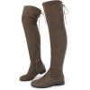 DREAM PAIRS Women’s Over The Knee High Low Block Heel Riding Boots Uplace Lei(Khaki)