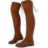 DREAM PAIRS Women’s Over The Knee High Low Block Heel Riding Boots Uplace Lei(Tan)