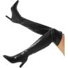 DREAM PAIRS Women’s Over The Knee Stretch Thigh High Boots Chunky High Heels Pointed Toe Long Fall Boots(Black-pu)