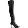 DREAM PAIRS Women’s Over The Knee Stretch Thigh High Boots Chunky High Heels Pointed Toe Long Fall Boots(Black-pu)