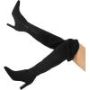 DREAM PAIRS Women’s Over The Knee Stretch Thigh High Boots Chunky High Heels Pointed Toe Long Fall Boots(Black-suede)