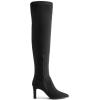 DREAM PAIRS Women’s Over The Knee Stretch Thigh High Boots Chunky High Heels Pointed Toe Long Fall Boots(Black-suede)