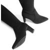 DREAM PAIRS Women’s Over The Knee Stretch Thigh High Boots Chunky High Heels Pointed Toe Long Fall Boots(Black-suede)