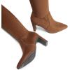 DREAM PAIRS Women’s Over The Knee Stretch Thigh High Boots Chunky High Heels Pointed Toe Long Fall Boots(Brown-suede)