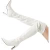 DREAM PAIRS Women’s Over The Knee Stretch Thigh High Boots Chunky High Heels Pointed Toe Long Fall Boots(White-pu)