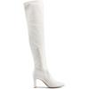 DREAM PAIRS Women’s Over The Knee Stretch Thigh High Boots Chunky High Heels Pointed Toe Long Fall Boots(White-pu)