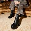DREAM PAIRS Women’s Platform Gogo Ankle Boots High Chunky Block Heel Square Toe Booties Shoes(Black)