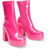 DREAM PAIRS Women’s Platform Gogo Ankle Boots High Chunky Block Heel Square Toe Booties Shoes(Hot Pink-pat)