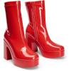 DREAM PAIRS Women’s Platform Gogo Ankle Boots High Chunky Block Heel Square Toe Booties Shoes(Red-pat)