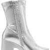 DREAM PAIRS Women’s Platform Gogo Ankle Boots High Chunky Block Heel Square Toe Booties Shoes(Silver)