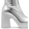 DREAM PAIRS Women’s Platform Gogo Ankle Boots High Chunky Block Heel Square Toe Booties Shoes(Silver)