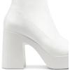 DREAM PAIRS Women’s Platform Gogo Ankle Boots High Chunky Block Heel Square Toe Booties Shoes(White)