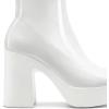 DREAM PAIRS Women’s Platform Gogo Ankle Boots High Chunky Block Heel Square Toe Booties Shoes(White-pat)