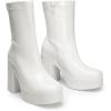 DREAM PAIRS Women’s Platform Gogo Ankle Boots High Chunky Block Heel Square Toe Booties Shoes(White-pat)