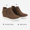 DREAM PAIRS Women’s Platform Wedge Sneakers Ankle Booties(Brown)