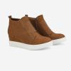 DREAM PAIRS Women’s Platform Wedge Sneakers Ankle Booties(Tan)