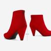 DREAM PAIRS Women’s Pointed Toe Ankle Boots High Heel Booties Fashion Zipper Dress Boots(Red/Suede)