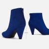 DREAM PAIRS Women’s Pointed Toe Ankle Boots High Heel Booties Fashion Zipper Dress Boots(Royal/Blue/Suede)