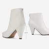DREAM PAIRS Women’s Pointed Toe Ankle Boots High Heel Booties Fashion Zipper Dress Boots(White/Pu)