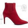 DREAM PAIRS Women’s Pointed Toe Stiletto High Heel Ankle Booties(Kizzy-1 Red/Suede)