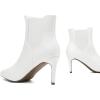 DREAM PAIRS Women’s Pointed Toe Stiletto High Heel Ankle Booties(Kizzy-1 White/Pu)