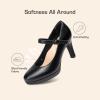 DREAM PAIRS Women’s Pumps Close Toe Classic High Heels Round Toe Comfortable Low Platform Mary Jane Dress Shoes(Black)
