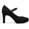 DREAM PAIRS Women’s Pumps Close Toe Classic High Heels Round Toe Comfortable Low Platform Mary Jane Dress Shoes(Black-suede)