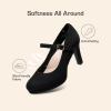 DREAM PAIRS Women’s Pumps Close Toe Classic High Heels Round Toe Comfortable Low Platform Mary Jane Dress Shoes(Black-suede)