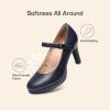 DREAM PAIRS Women’s Pumps Close Toe Classic High Heels Round Toe Comfortable Low Platform Mary Jane Dress Shoes(Navy)