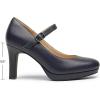 DREAM PAIRS Women’s Pumps Close Toe Classic High Heels Round Toe Comfortable Low Platform Mary Jane Dress Shoes(Navy)