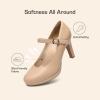 DREAM PAIRS Women’s Pumps Close Toe Classic High Heels Round Toe Comfortable Low Platform Mary Jane Dress Shoes(Nude)
