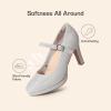 DREAM PAIRS Women’s Pumps Close Toe Classic High Heels Round Toe Comfortable Low Platform Mary Jane Dress Shoes(Silver-glitter)