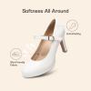 DREAM PAIRS Women’s Pumps Close Toe Classic High Heels Round Toe Comfortable Low Platform Mary Jane Dress Shoes(White)