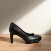 DREAM PAIRS Women’s Pumps Close Toe Low Heels Platform Heels Comfortable Office Work Dress Shoes for Women(Black-pu)