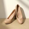 DREAM PAIRS Women’s Pumps Close Toe Low Heels Platform Heels Comfortable Office Work Dress Shoes for Women(Nude-pu)