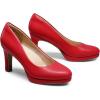 DREAM PAIRS Women’s Pumps Close Toe Low Heels Platform Heels Comfortable Office Work Dress Shoes for Women(Red-pu)