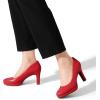DREAM PAIRS Women’s Pumps Close Toe Low Heels Platform Heels Comfortable Office Work Dress Shoes for Women(Red-pu)