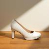 DREAM PAIRS Women’s Pumps Close Toe Low Heels Platform Heels Comfortable Office Work Dress Shoes for Women(White-pu)